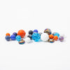 Box of Space Mission 59 various marbles in red orange blue white multi colours from Billes & Co